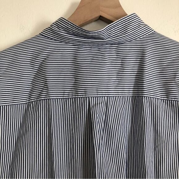 Steven Alan Men's Navy Blue White Stripes Button Up Long Sleeve Dress Shirt - Picture 7 of 9